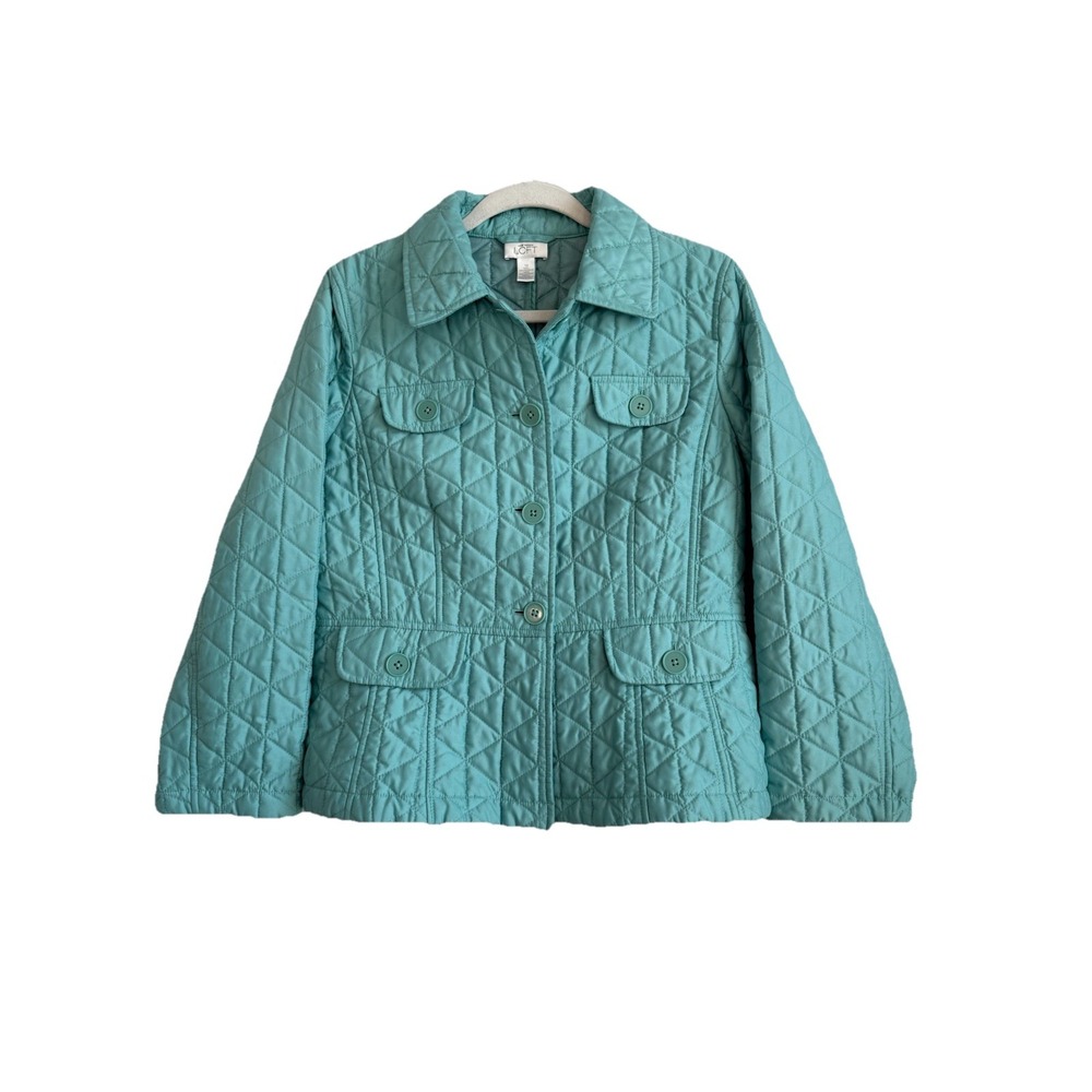 Ann Taylor Loft Women's Mint Green Quilted Puffer Jacket‎ Lightweight Size 10